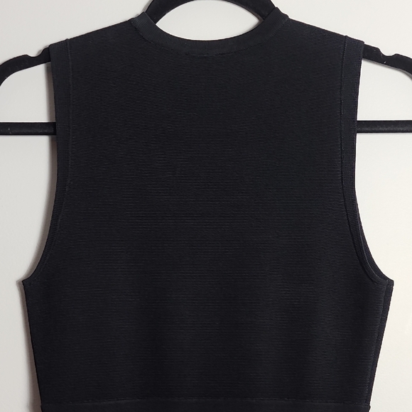 A.L.C. Black Sleeveless Crewneck Fit And Flare Dress In Black and White Size Med - Picture 11 of 16